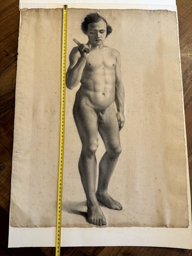 Étude de Nu Masculin du 19 Eme Siècle & Académie & Beaux Arts & Homme & Dessin - Picture 9 of 10
