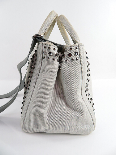 Auth PRADA Canapa White Shade Denim Shopping 2 Way Shoulder Bag Purse #55984 - Picture 5 of 19
