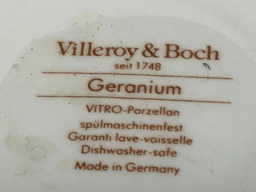 VILLEROY & BOCH GERMANY GERANIUM FLAT CUP & SAUCER YELLOW FLOWERS GREEN TRIM - Picture 6 of 7
