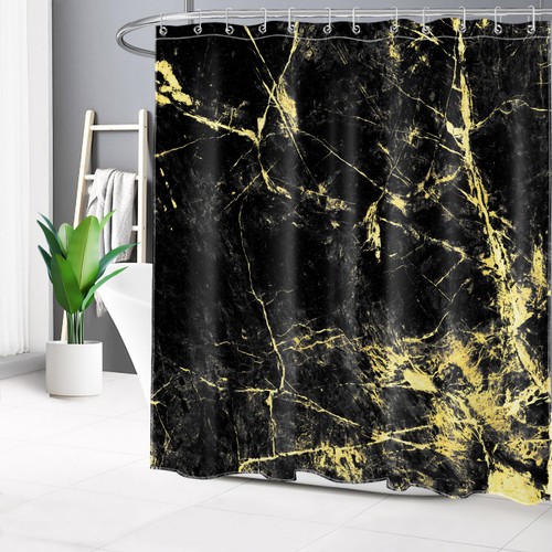 Vintage Black and Gold Abstract Marble Shower Curtain Bathroom Accessories Set - Bild 4 von 21