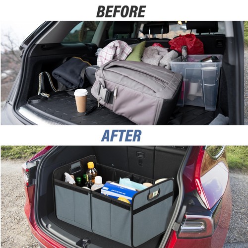 Organizador Maletero Coche con Tapa 2 Compartimentos Plegable Impermeable 600D - Imagen 8 de 8