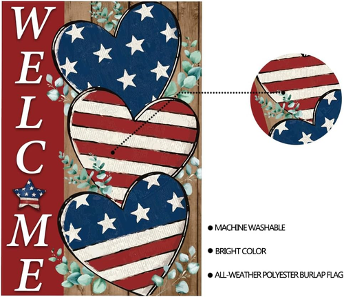4Th of July Garden Flag,Welcome Patriotic Garden Flag 12X18 Inch Double Sided Me - Picture 4 of 7