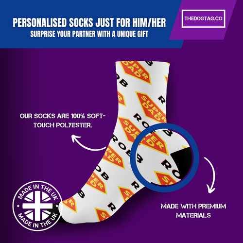 Personalisierte Socken - Name einfügen - Super Dad Design - Vatertagsgeschenk - Einheitsgröße - Bild 7 von 9