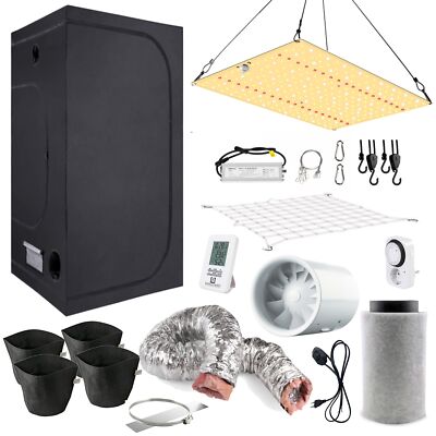 Growbox komplett Set 60x60 Growset LED 100W leise Abluft Filter Indoor Growzelt