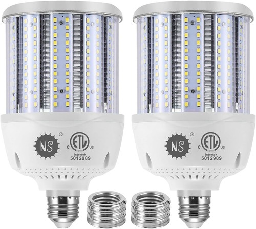 2-Pack 80W LED Corn Bulbs 5000K AC100-277V 12000lm E26/E39 Base, LED HID CFL
