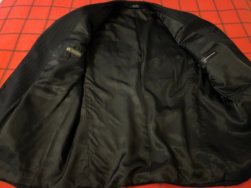 Andrew Fezza 100% Wool Men's Size 48L Premium Quality Suit Blazer Jacket Striped - Picture 7 of 9