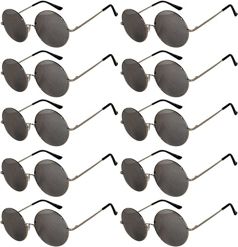 OWL Round Sunglasses 10 Pack Retro Vintage Hippie Style 56mm Mirror Lens - Picture 1 of 4