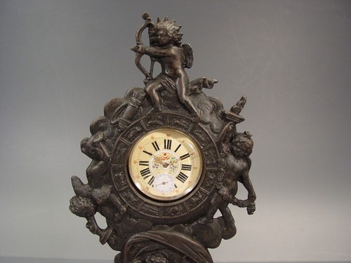 antique KPEG BERLIN Iron cast Pocket Watch Stand Georg III decor Angels Zodiac - Picture 6 of 14