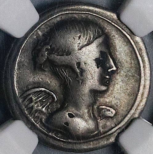 30 BC NGC F Octavian Roman Imperatorial Denarius Victory (25061301C) - Picture 2 of 6