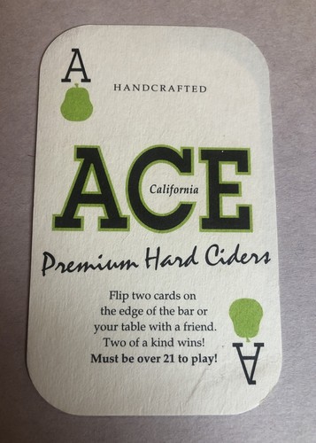 Vintage Ace Hard Cider Drink Coaster Playing Card 4.5”H X 3”W - Picture 2 of 2