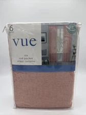 Vue - 6 Rod Pocket Sheer Curtains 37x84 in - Blush Free Ship- Snow Texture Solid