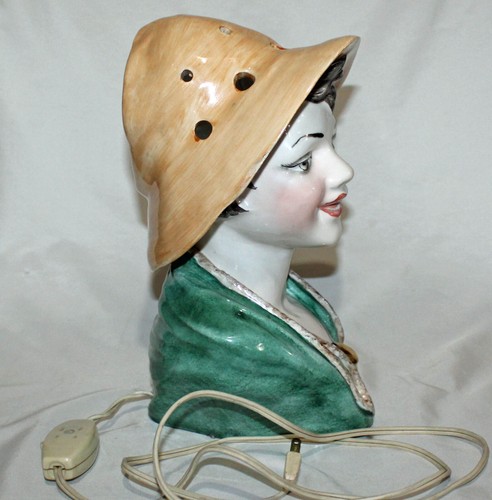 Rare 1930's Vincenzo Bertolotti Porcelain Lamp Figurine - Peasant Boy - 12" H - Picture 4 of 12