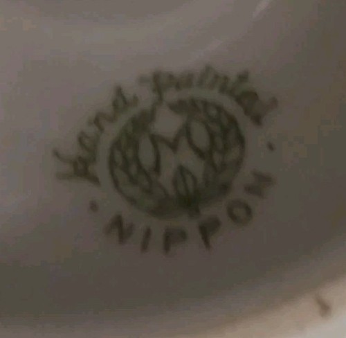 NORITAKE Porzellan JAPAN NIPPON HANDBEMALT Umriss Landschaft Kompott Sockel EUC - Bild 10 von 10