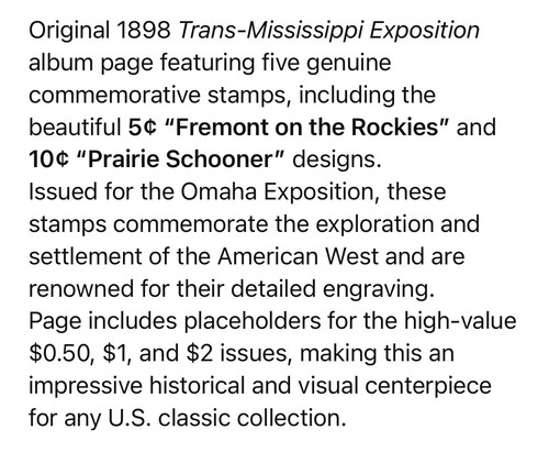 1989 Trans Mississippi Album Seite 5 Briefmarken Fremont & 10c Prairie  - Bild 5 von 5