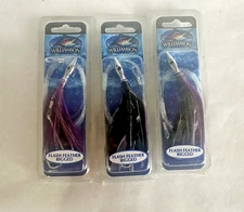 Lot (3) 5" Williamson Flash Feather Rigged trolling Lure Pre rigged FFR5BLKPRPL