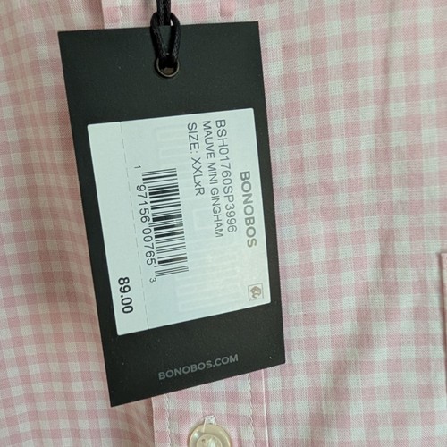 NWT Mens Bonobos Slim Fit Long Sleeve Button Down Shirt Mauve Mini Gingham XXL - Picture 2 of 5