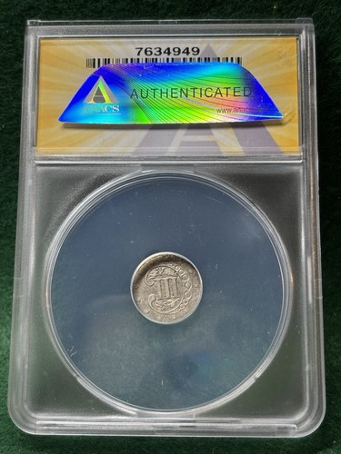 1860 Three Cent Silver Piece 3¢ - Type 3 - ANACS EF40 - Vintage US Coin - Picture 3 of 4