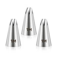 3pcs 1M Cake Piping Tips, Decorating Supplies, Nozzles for Buttercream, Icing...
