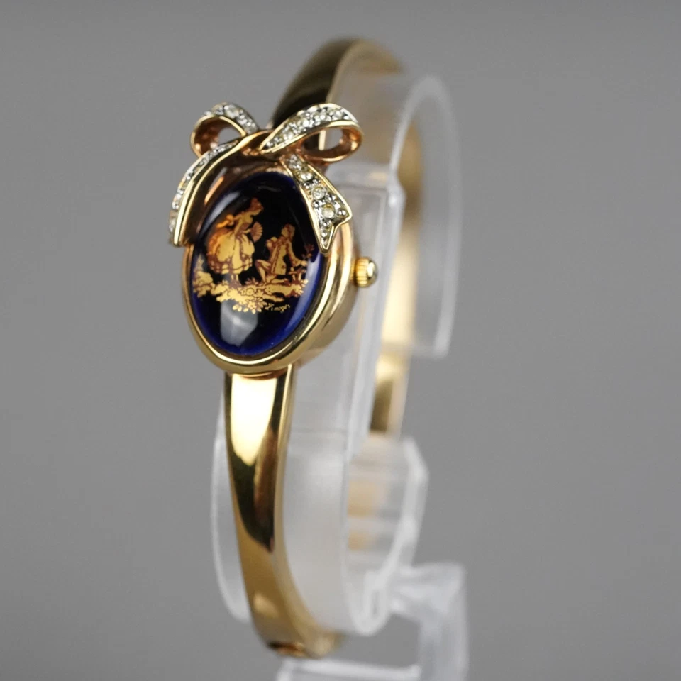 LIMOGES CARAT Bangle Watch Women's Quartz Gold 16mm  Vintage New Battery - Image 2 of 4