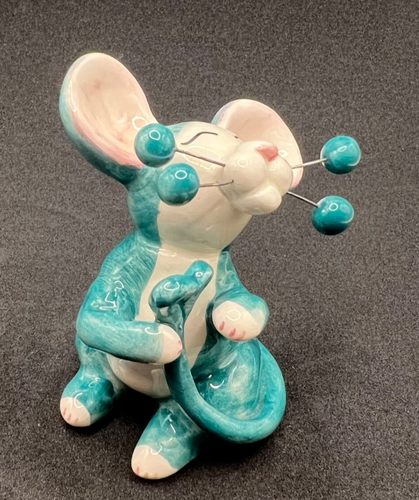 Amy Lacombe WhimsiClay Turquoise Mouse Figurine 2004 Willitts #10650 - Picture 7 of 10
