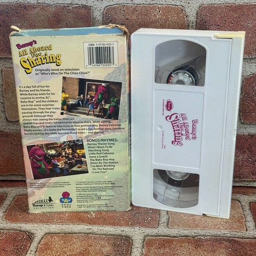 Barney All Aboard For Sharing VHS Used Sing Along 1996 Ages 1-8 - Picture 2 of 3