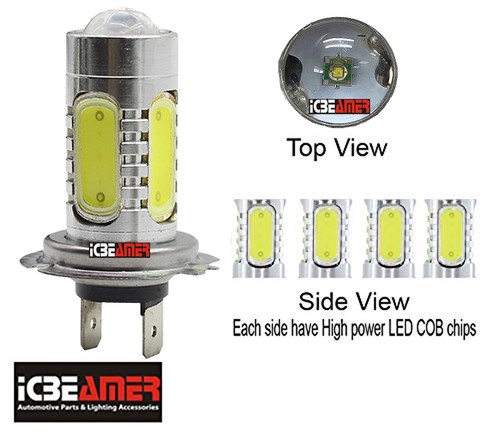 H7 LED COB 12V 11W Xenon White Fit High Beam Fog Light Bulbs DRL Cable U406 - Picture 2 of 9