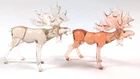 Vintage Hand Blown Glass Moose Figurines Pair Murano Style Art Glass 3"