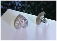 2 Ct Round Cut White Moissanite Cluster Stud Earrings 14K White Gold Plated