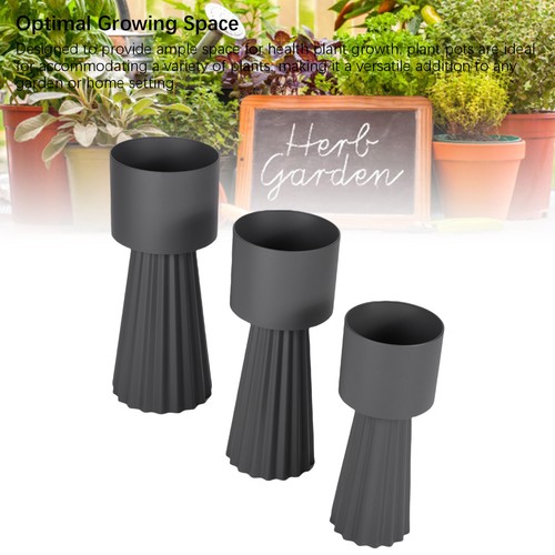 Iron Nursery Pots Garden Plant Flower Pots Set 3pcs Home Patio Garden Use Grey - Picture 2 of 6