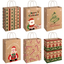 SUNEE Christmas Gift Bags, 12 Pack Christmas Bags for Gifts with Handles, 6 A...