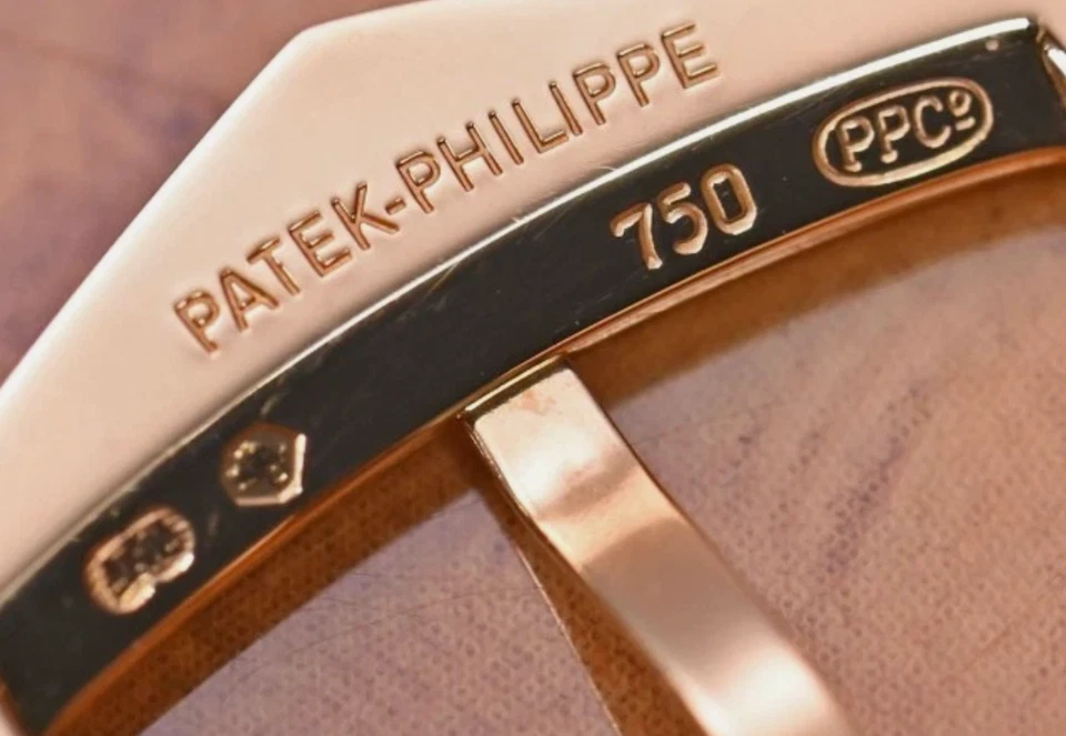 Hebilla Patek Philippe Calatrava Tang genuina de oro rosa de 18 quilates de 16 mm 5905R, 5205R Foto 3 de 3