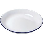 Falcon 26cm Enamel Rice Pasta Plate White with Blue Rim Oven Safe Dish