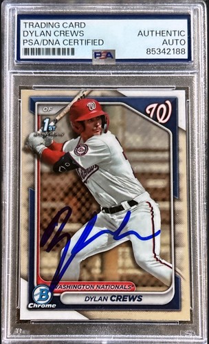 Dylan Crews Signed Autographed 2024 1st Bowman Chrome Card Nationals PSA/DNA - Picture 1 of 2