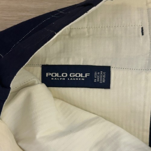 Vintage Polo Golf Ralph Lauren Herren blau kariert 100% Wolle Hose Plissee 34L - Bild 7 von 9