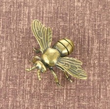 1pc Solid Brass Bee Figurine Antique Copper Desk Decor Collectible Gift - NEW***