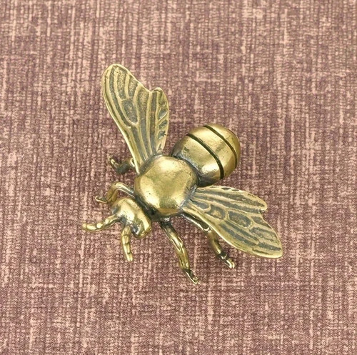 1pc Solid Brass Bee Figurine Antique Copper Desk Decor Collectible Gift - NEW***
