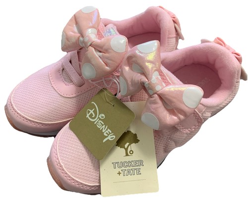 NEW Tucker + Tate Disney MINNIE MOUSE Puffy PolkaDot Bow Sneaker PASTEL PINK - Picture 2 of 18