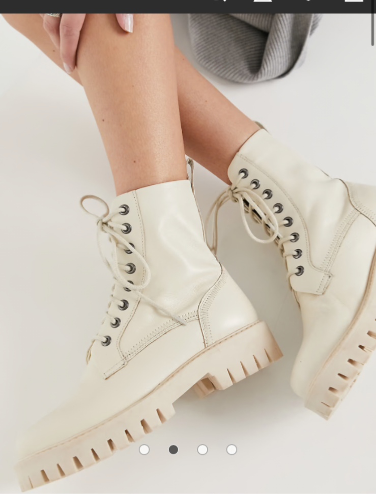 SAOLA Stivali ASRA Billie crema beige in vera pelle stringati suola grossa 38 UK 5