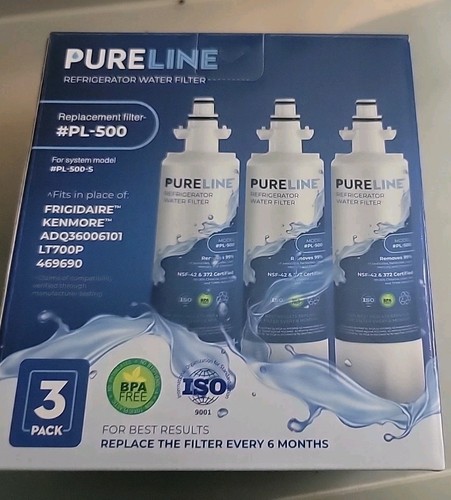 PureLine Refrigerator Water Filters PL-500 Pack Of Three New 3 - Picture 3 of 5