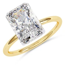 2.6TCW Radiant Lab Grown Diamond Hidden Halo Ring For Engagement 14k Yellow Gold
