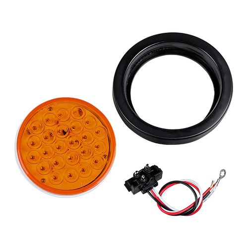 4X 4" Inch Round LED Amber 24-LED Turn Signal Tail Lights Caution Lamp w/Grommet - Picture 8 of 11