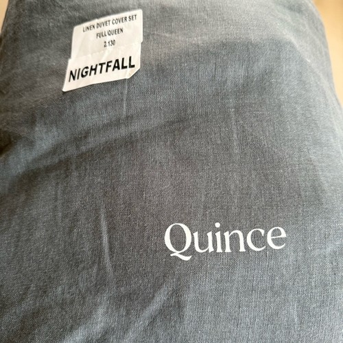 Quince European Linen Duvet Cover Set Nightfall Blue Size Full/Queen - Picture 7 of 14