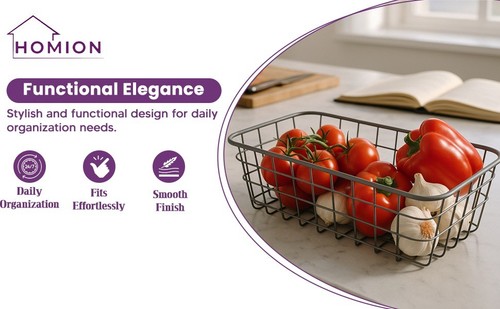 Metal Wire Studio Storage Basket Handy Basket Cupboard Organizer Home Kitchen - Picture 24 of 29