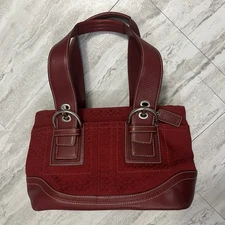 COACH Soho Y2K Cherry Red Signature C Canvas Shoulder Tote Bag Lg Style F10928