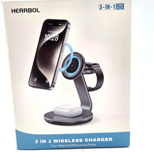HERRBOL 3 in 1 Wireless Charger  iWatch, iPhone, AirPods Compatible 15W