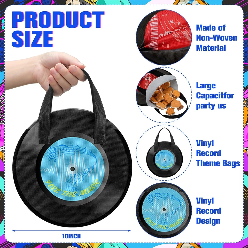 36 шт. нетканые сумки-тоут для вечеринок рок-н-ролла 50-х годов музыкальных записей - Изображение 2 из 4