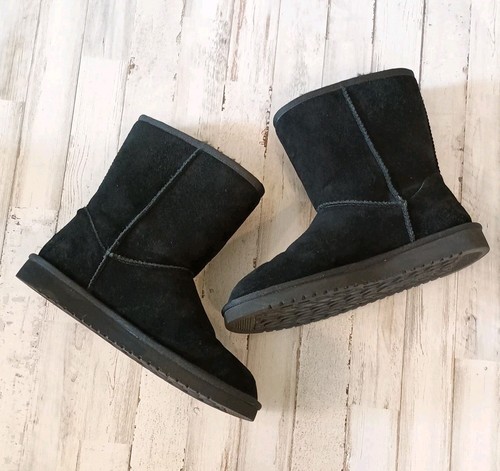 Koolaburra by UGG Größe 9 Victoria Wildleder Schleife kurze Stiefel schwarz Lammfell - Bild 9 von 12