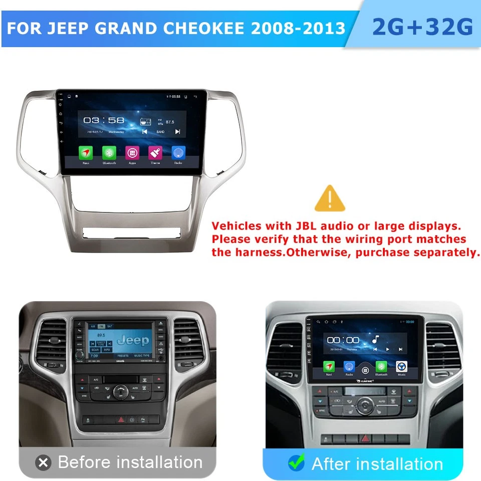 Stereo For Jeep Grand Cherokee WK 2008-2013 Android Apple CarPlay Car Radio Navi Foto 2 de 4