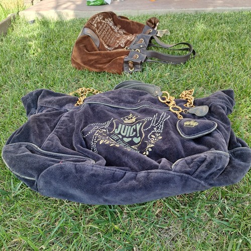 Vtg Royal Juicy Couture Blue Velour Fairy Tale Shoulder Bag Purse OG - Picture 6 of 16
