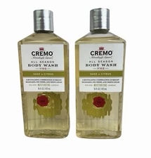 (2) Cremo All Season Body Wash Sage & Citrus~ Moisturizing And Lightweight~ 16oz